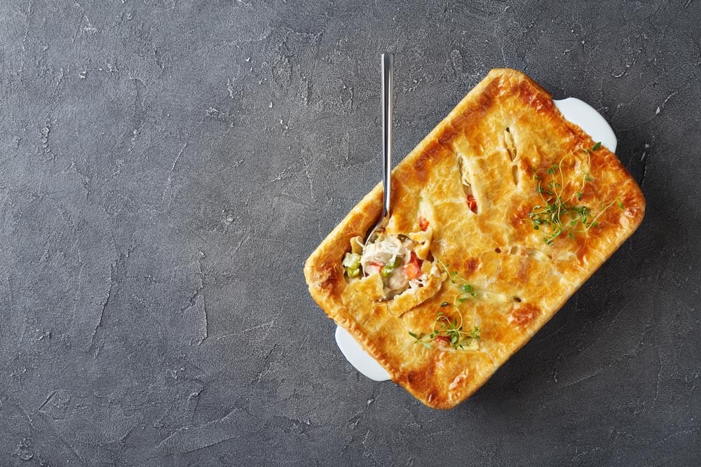 chicken pot pie in a dish