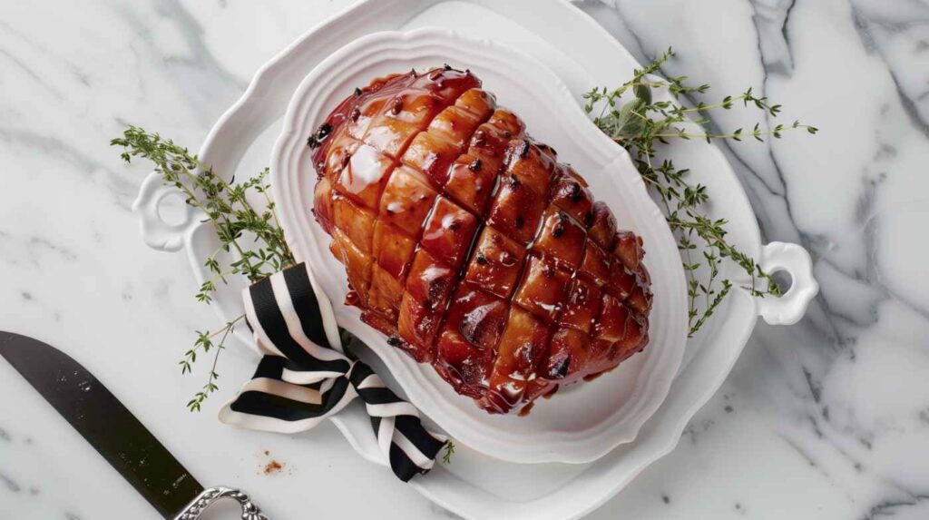 Apple cider glazed Christmas ham
