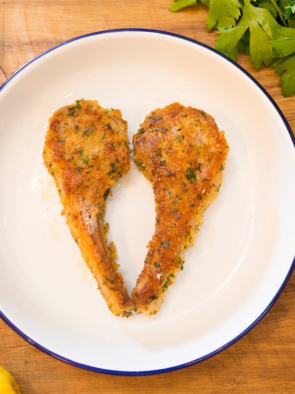 Crumbed Lamb Cutlets With Lemon And Rocket Salad