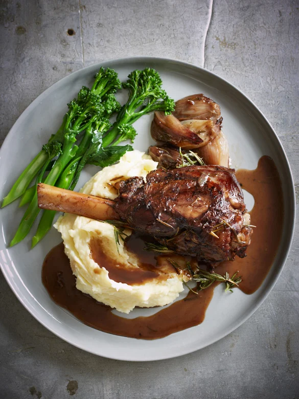 Red Wine, Balsamic And Rosemary Braised Lamb Shank