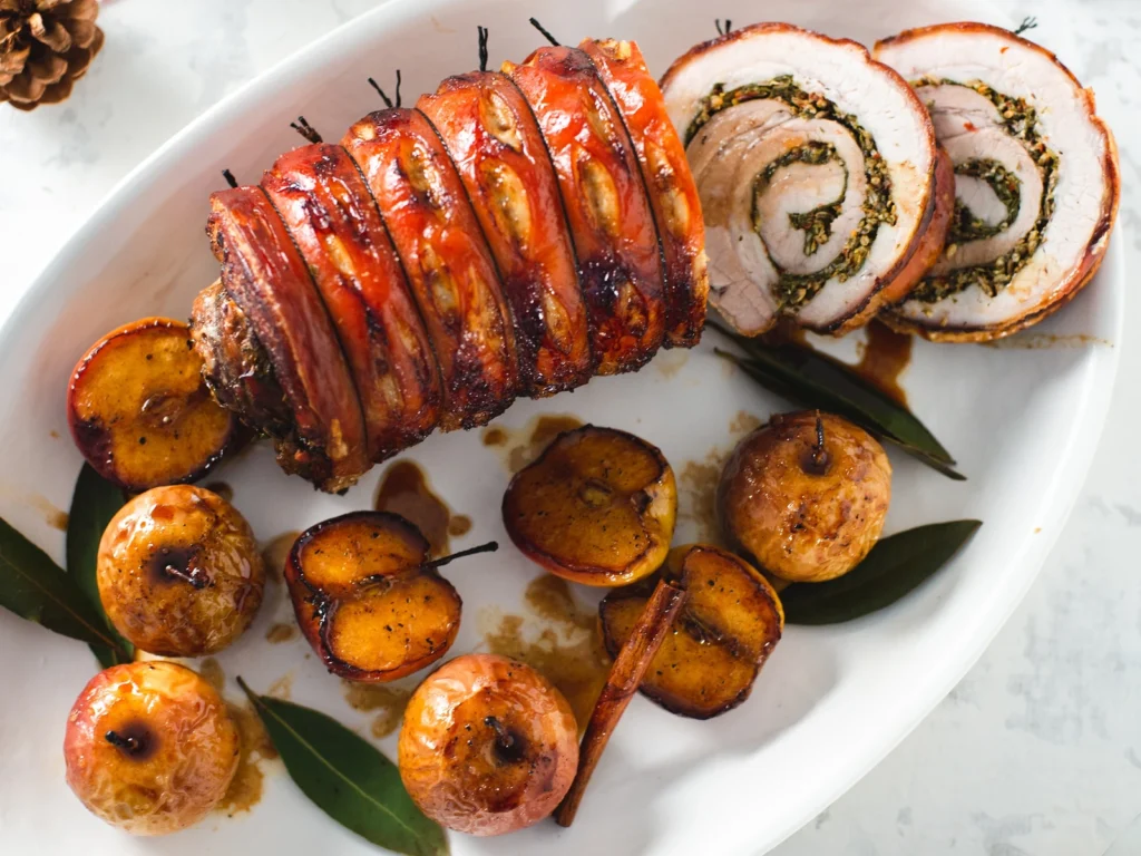 Roasted Pork Loin with Spiced Fig and Port Stuffing