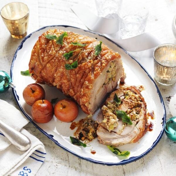 Rolled Pork Loin with Leek, Sage & Pine Nut Stuffing