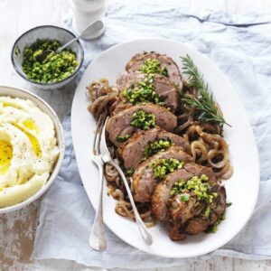 Slow Cooker Pork Scotch Roast with Green Olive Gremolata