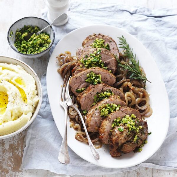 Slow Cooker Pork Scotch Roast with Green Olive Gremolata