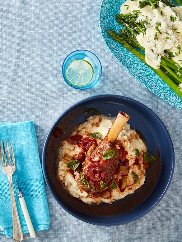Slow Roasted Lamb Shanks With Creamy Polenta