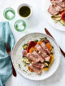 Tuscan Beef Steaks With Char-grilled Vegetables
