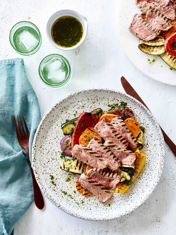 Tuscan Beef Steaks With Char-grilled Vegetables
