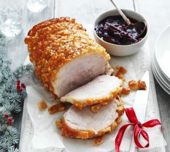 crispy rolled pork leg with spiced plum sauce preview 640x640