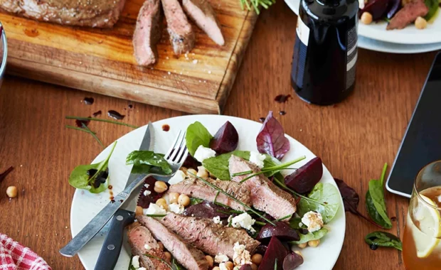 bbq beef beetroot chickpea salad