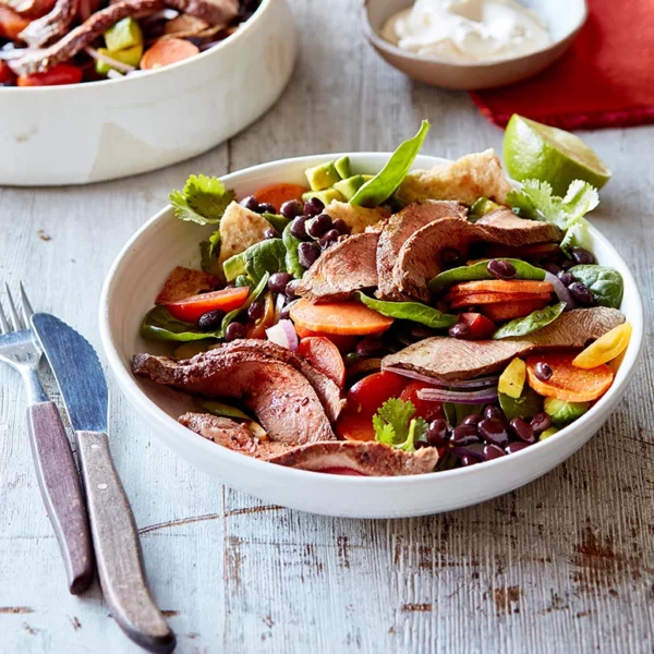 beef and black bean salad sq