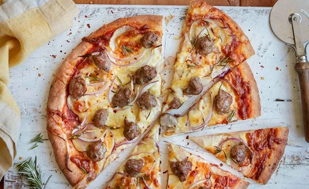 beef sausage potato and rosemary pizzas sq