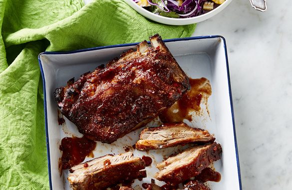 lamb ribs with corn and red onion slaw