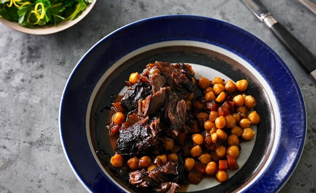 pedro ximinez braised beef cheeks with chick peas