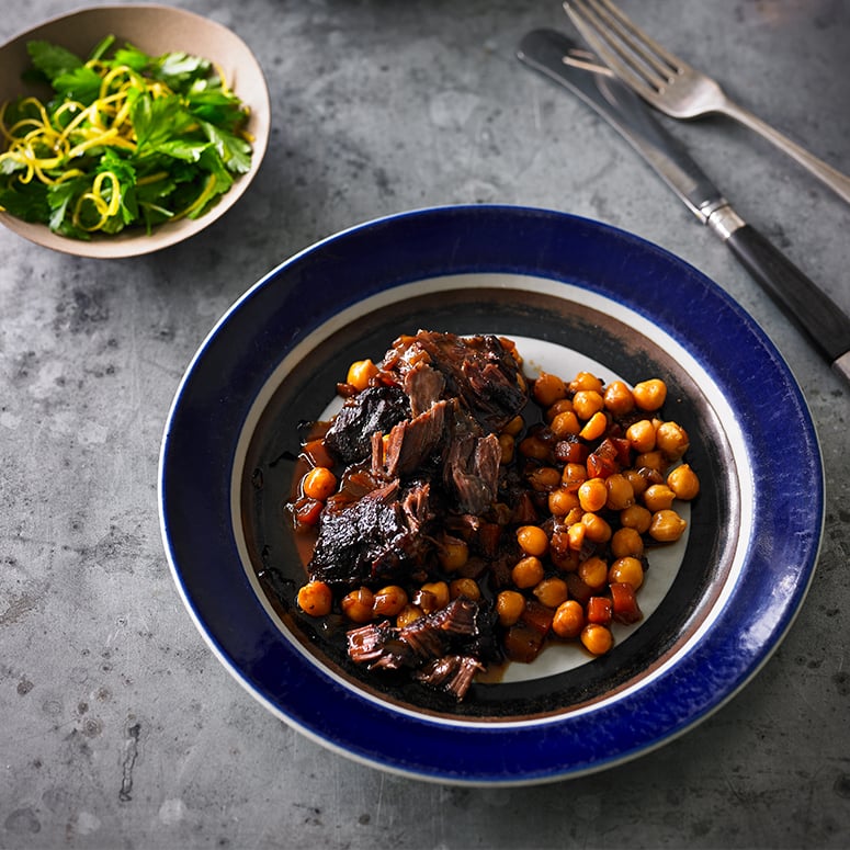 pedro ximinez braised beef cheeks with chick peas