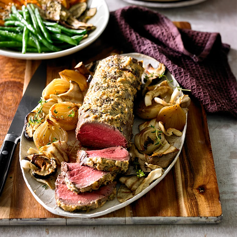 roast beef fillet with horseradish and mushrooms sq
