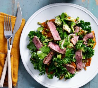 spiced beef pumkin and kale salad