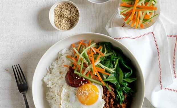 spicy beef mince rice bowl